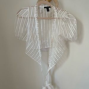 Sheer Wrap with Tie Waist Blouse Top - Size Small